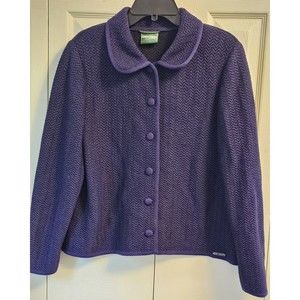 Geiger Austria Womens Button Front Jacket 100% Pure Wool Purple Size 44 Large
